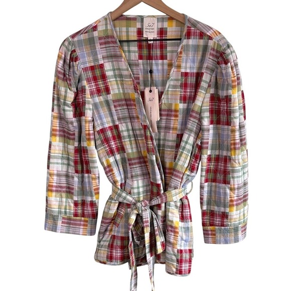 Cinq a Sept Multicolor Plaid Jacket XL New Triss Quilted Patchwork - Picture 2 of 8